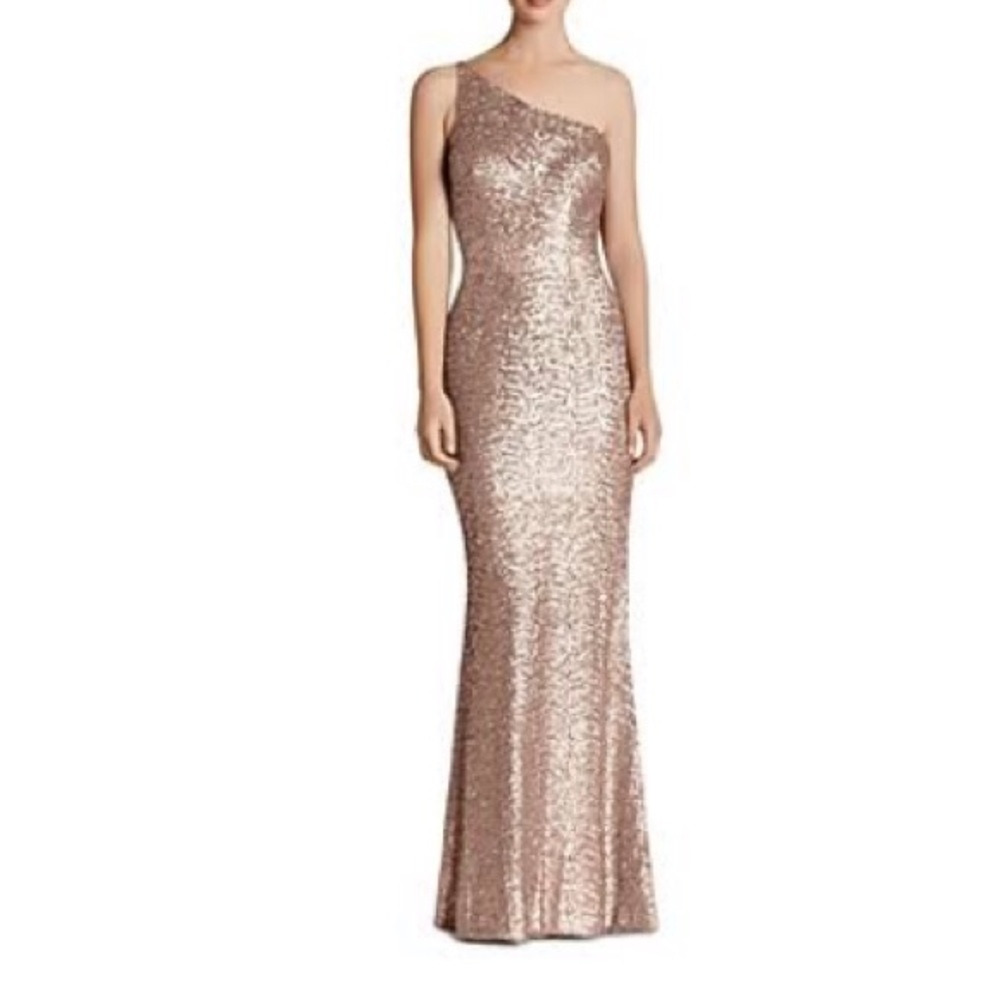 Dress the population rose gold sequin dress